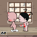 可爱小破孩撒尿表情