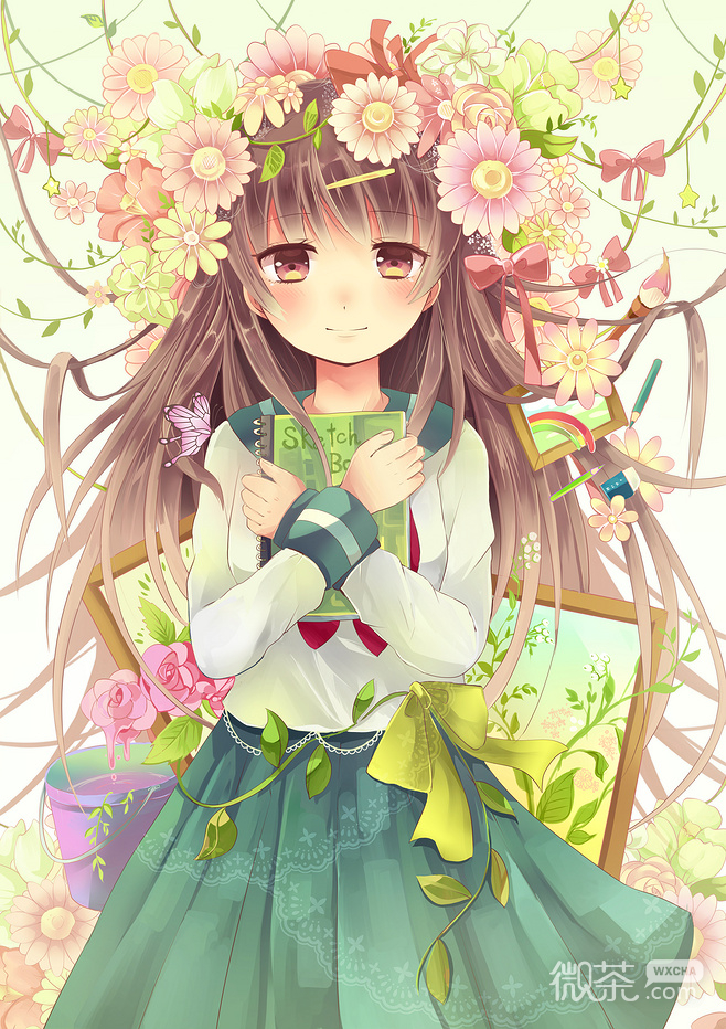 微信二次元萌萝莉手绘插画卡通图片