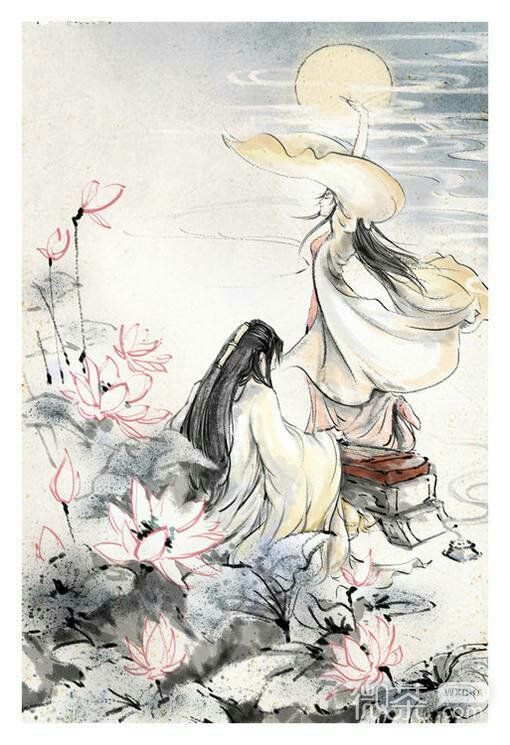 古风意境高清图片  月出皓兮，佼人僚兮