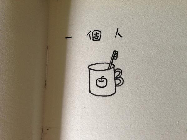 手绘文字配图  孤独的我