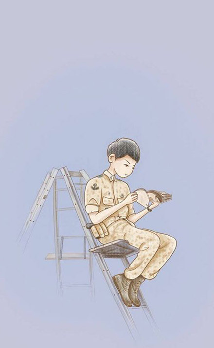 太阳的后裔卡通图片  怦然心动的爱情