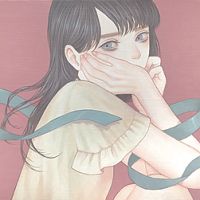 微信最新手绘图片唯美人物头像 碎花洋裙的优雅