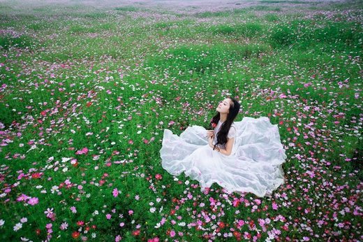 唯美花与美女微信高清图片 如花似玉