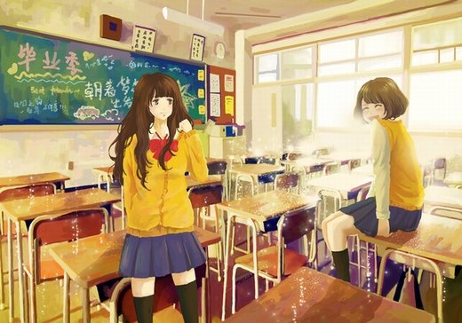 唯美闺蜜动漫微信图片 如影随形