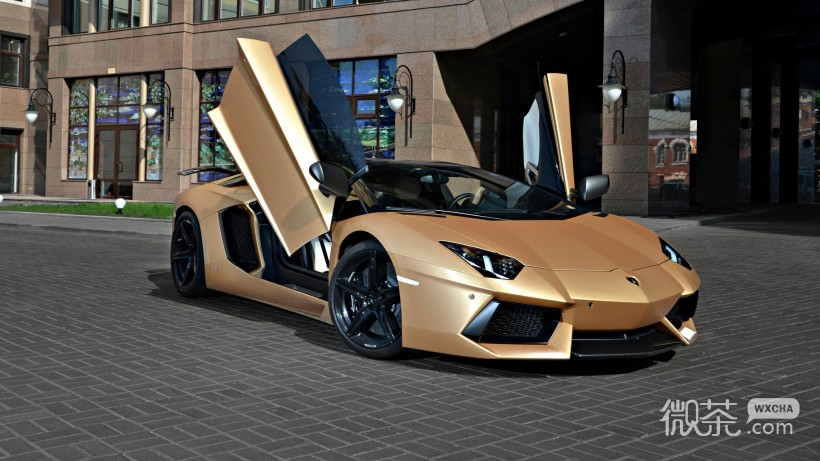香槟色兰博基尼Aventador汽车微信高清图片