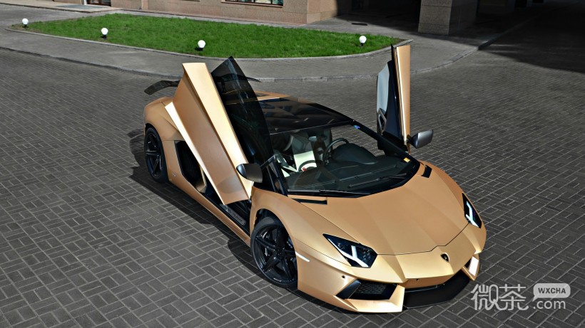 香槟色兰博基尼Aventador汽车微信高清图片