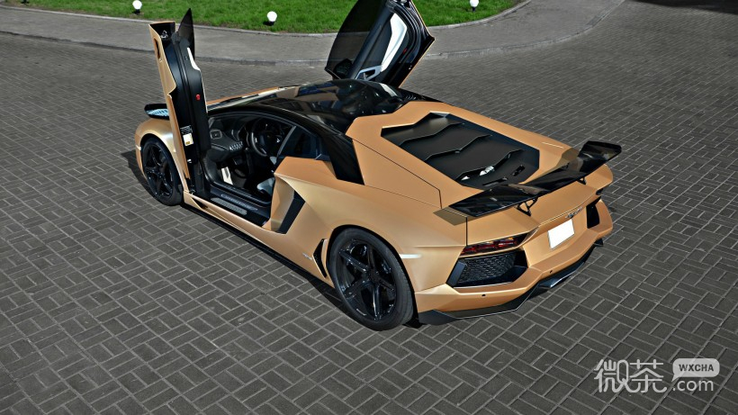 香槟色兰博基尼Aventador汽车微信高清图片