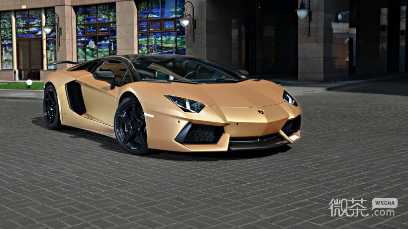 香槟色兰博基尼Aventador汽车微信高清图片