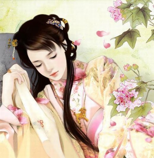 唯美古代美女卡通微信图片