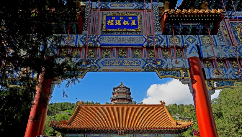 颐和园风景微信高清图片 蓝天白云