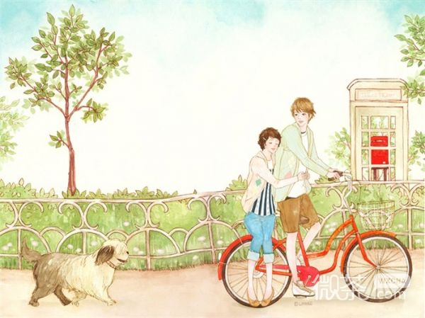 手绘唯美情侣插画微信高清图片 宁愿一世无悔追逐