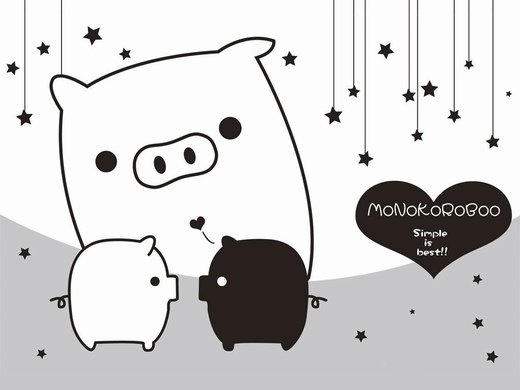 卡通黑白猪微信高清图片