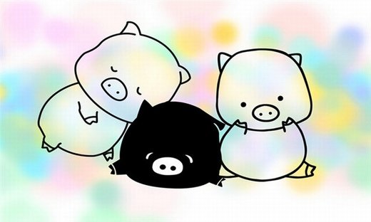 卡通黑白猪微信高清图片