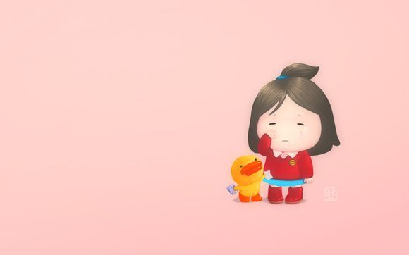 二次元卡通创意图片超萌可爱的 如麦浪翻滚般的心,正烫热的爱着你