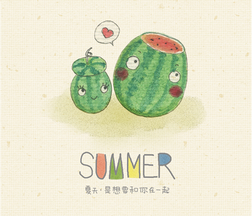 一组清新插画清新插画 在你的眼里,夏天是什么样的?