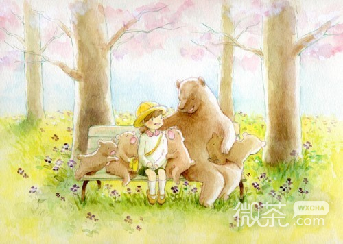 有关旅行的唯美插画卡通 我看着它们的笑脸，自己也被快乐融化