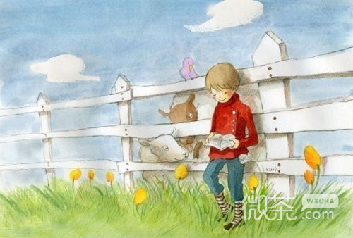 有关旅行的唯美插画卡通 我看着它们的笑脸，自己也被快乐融化