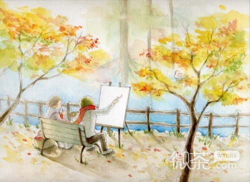 有关旅行的唯美插画卡通 我看着它们的笑脸，自己也被快乐融化