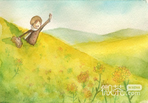 有关旅行的唯美插画卡通 我看着它们的笑脸，自己也被快乐融化