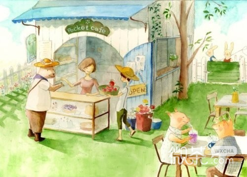 有关旅行的唯美插画卡通 我看着它们的笑脸，自己也被快乐融化