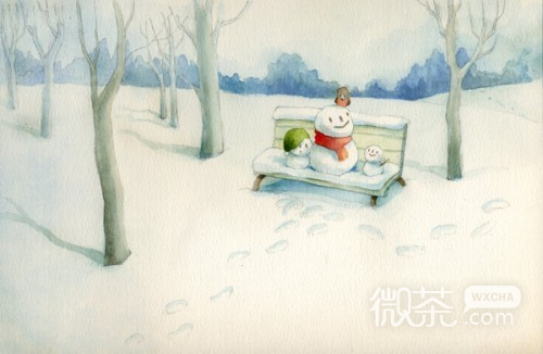 有关旅行的唯美插画卡通 我看着它们的笑脸，自己也被快乐融化