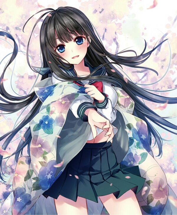 动漫少女唯美背景图片 二次元萌妹纸图片