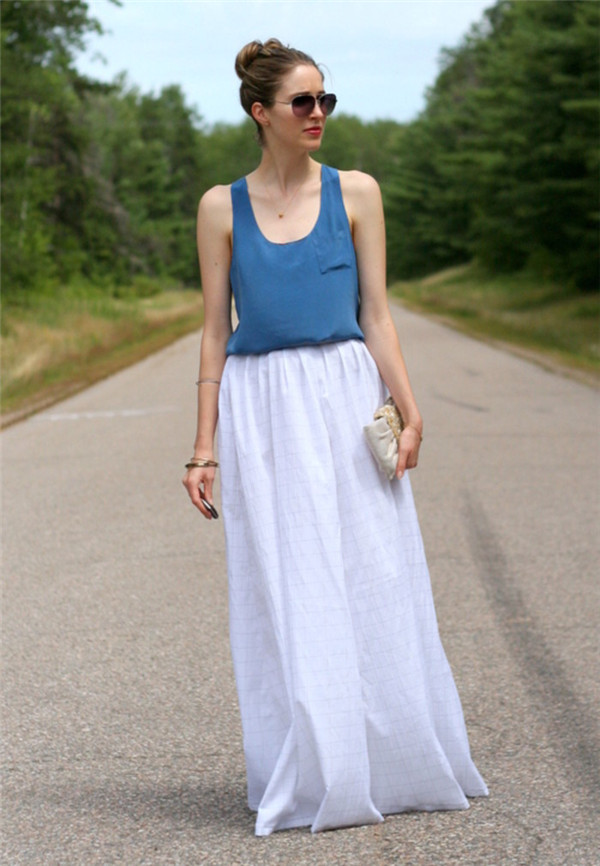 欧美街拍夏季长裙子美女 要挽留的东西让它走好了