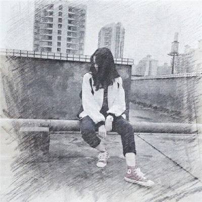唯美素描风格微信女生头像