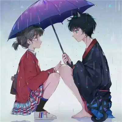微信个性男女撑伞同框情侣头像下载