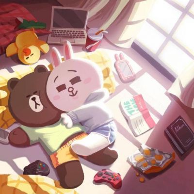 布朗熊和可妮兔卡通微信头像