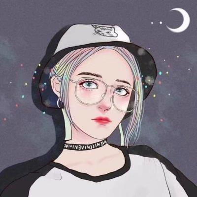 手绘高冷女生微信头像