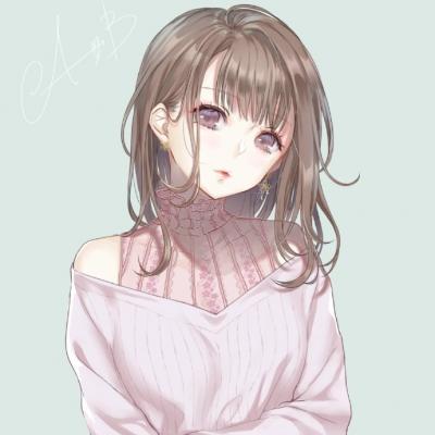 手绘高冷女生微信头像