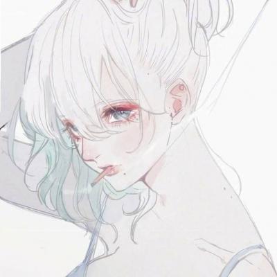 手绘高冷女生微信头像