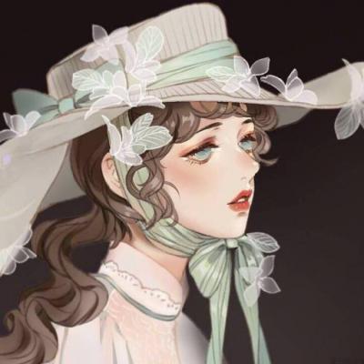 手绘高冷女生微信头像