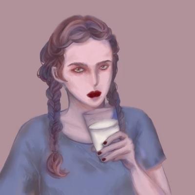 手绘高冷女生微信头像