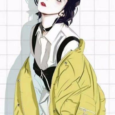 手绘高冷女生微信头像