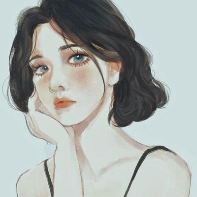 手绘高冷女生微信头像