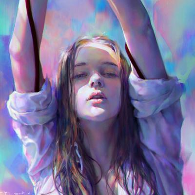 文艺彩绘女生微信头像