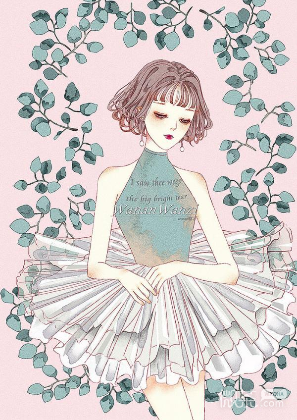 唯美女生插画微信背景图片