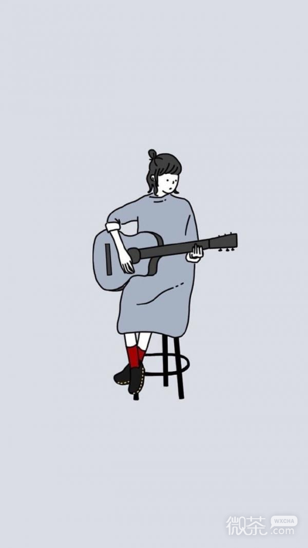 微信手绘简约女生聊天背景