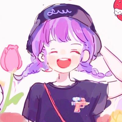 微信唯美紫色动漫女生头像