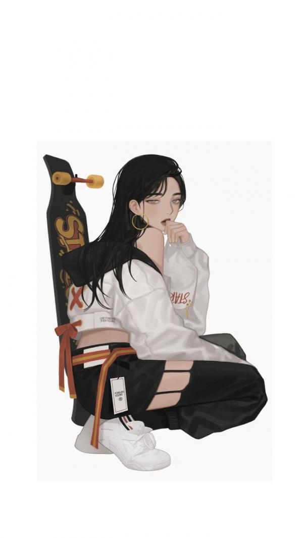 个性微信女生插画图片