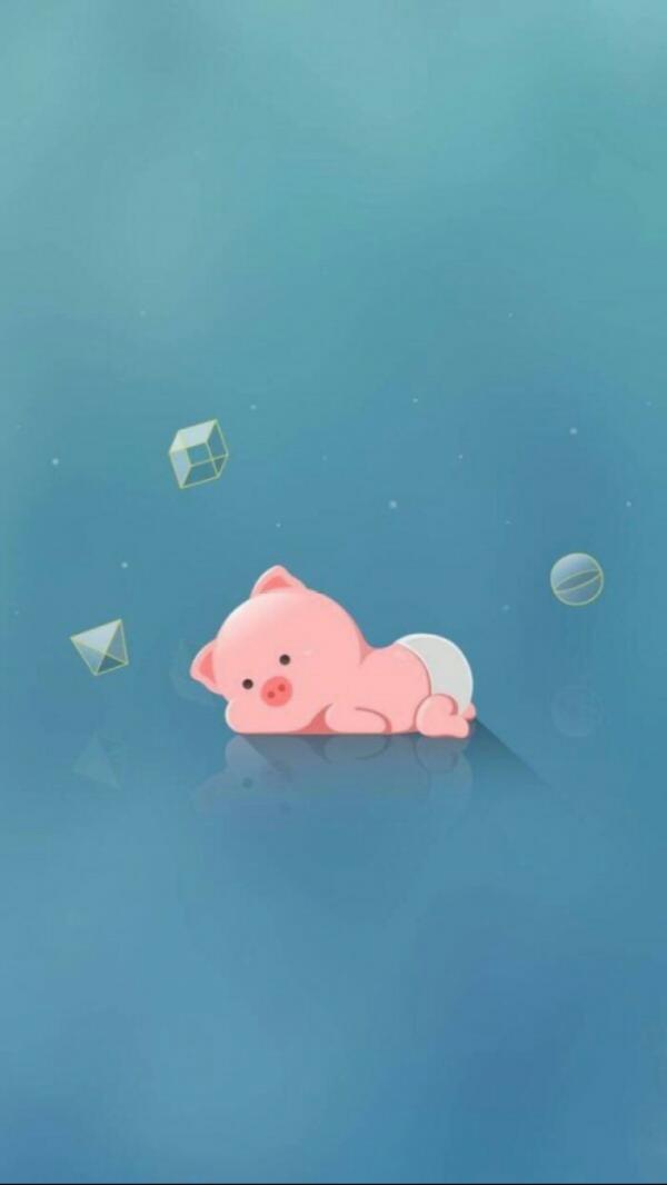 微信可爱卡通猪猪聊天背景