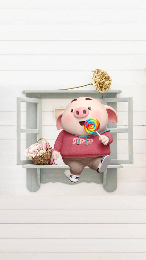 微信可爱卡通猪猪聊天背景