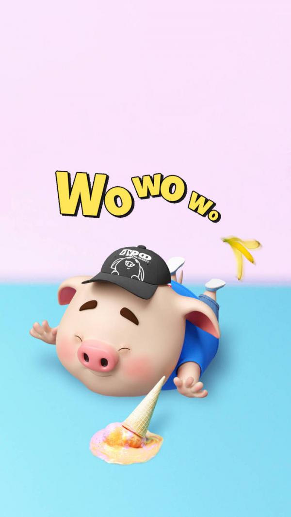 微信可爱卡通猪猪聊天背景