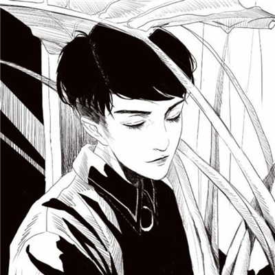 微信二次元伤感黑白男生头像
