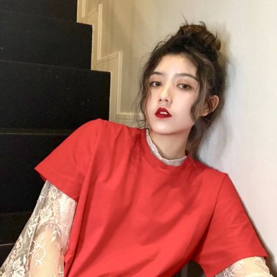 微信时尚个性红色系女生头像