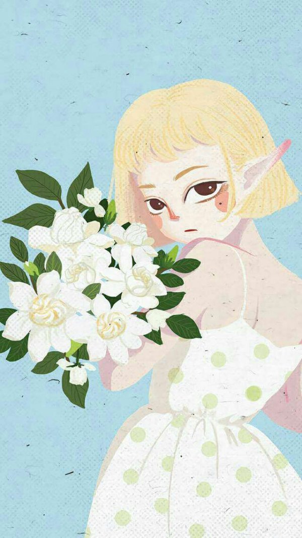 微信个简约女生插画聊天背景下载