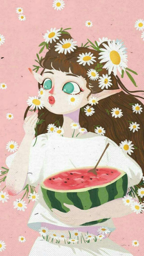 微信个简约女生插画聊天背景下载