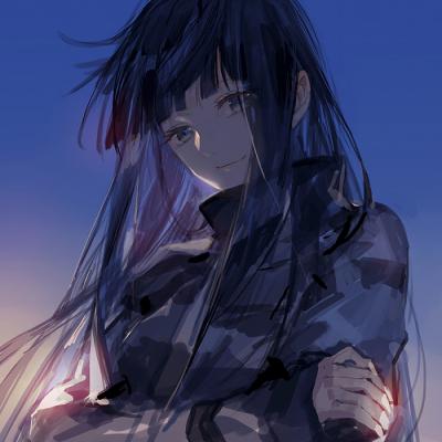 微信唯美蓝色动漫二次元女生头像